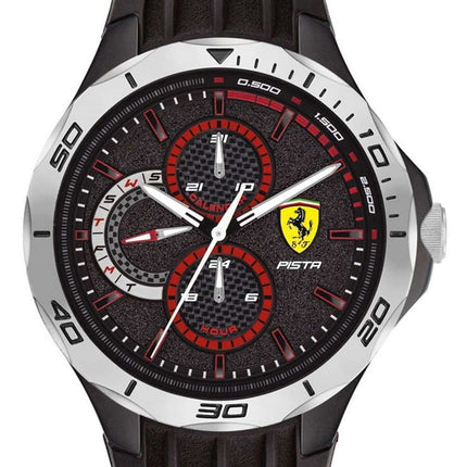 Ferrari Scuderia Pista Black Dial Silicon Band Quartz 0830722 Mens Watch