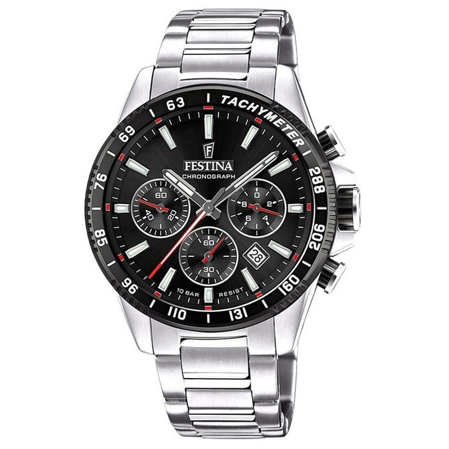 Festina Timeless Chronograph Stainless Steel Black Dial Quartz F20560-6 100M Men's Watch