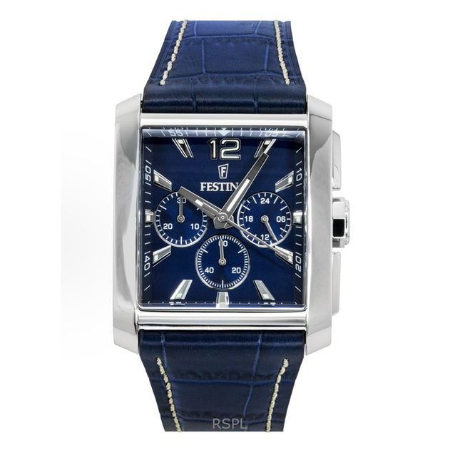 Festina Chronograph Leather Strap Blue Dial Quartz F20636-2 Men's Watch