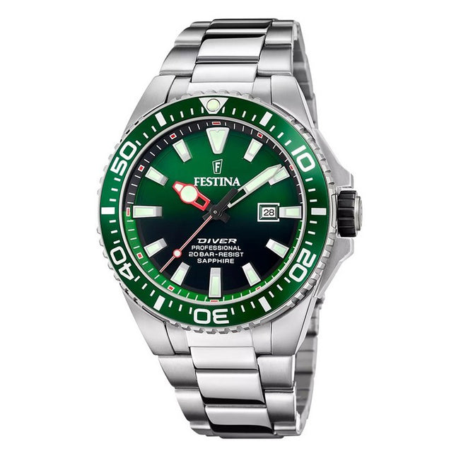 Festina The Originals Stainless Steel Green Dial Quartz Diver's F20663-2 200M Men's Watch