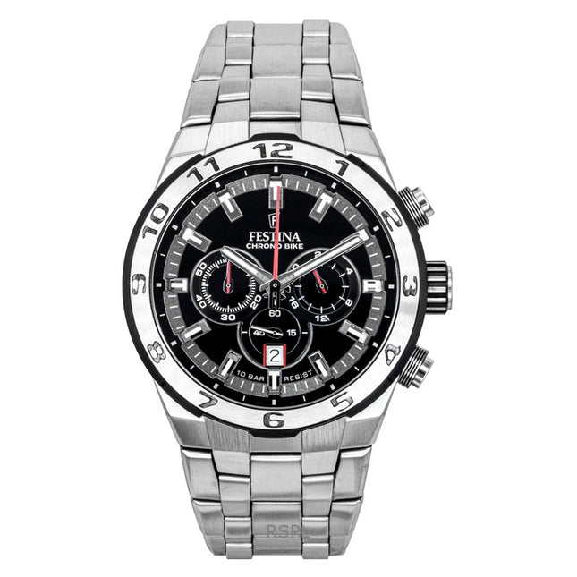 Festina Chrono Bike Chronograph Stainless Steel Black Dial Quartz F20670-6 100M Men's Watch