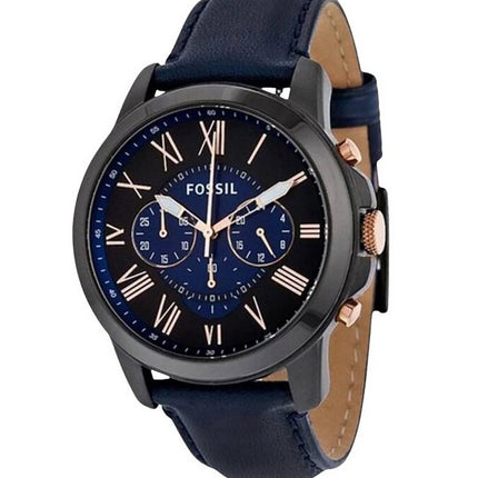 Fossil Grant Chronograph Black and Blue Dial Blue Leather FS5061 Mens Watch