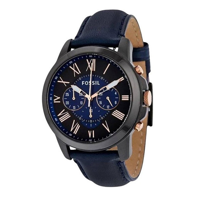 Fossil Grant Chronograph Black and Blue Dial Blue Leather FS5061 Mens Watch