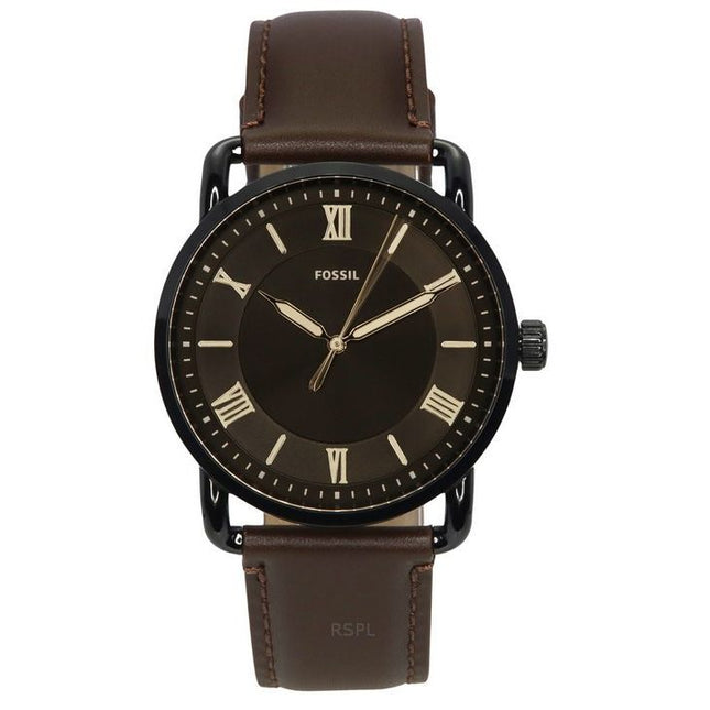 Fossil Copeland Brown Leather Strap Black Dial Quartz FS5666 Men's Watch