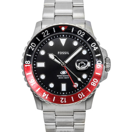 Fossil Blue GMT Stainless Steel Black Dial Quartz FS6092 100M Men's watch