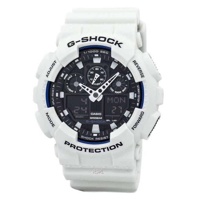 Casio G-Shock World Time White Analog Digital GA-100B-7A Mens Watch