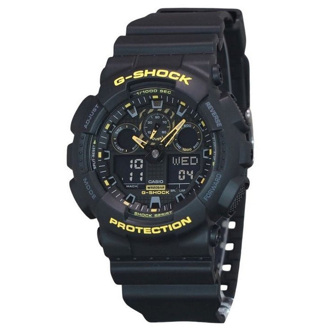 Casio G-Shock Caution Yellow Analog Digital Resin Strap Black Dial Quartz GA-100CY-1A 200M Mens Watch