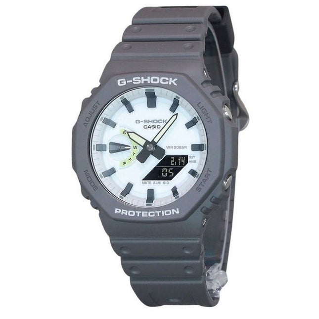 Casio G-Shock Hidden Glow Series Analog Digital Bio Based Resin Strap White Dial Quartz GA-2100HD-8A 200M Mens Watch