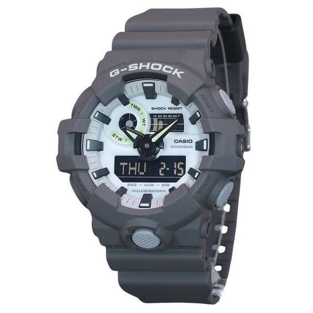 Casio G-Shock Hidden Glow Series Analog Digital Resin Strap Grey Dial Quartz GA-700HD-8A 200M Mens Watch
