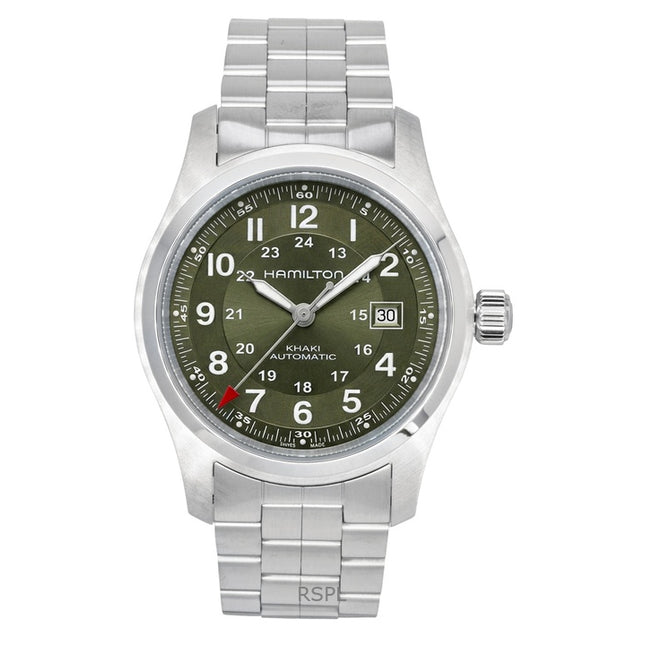 Hamilton Khaki Field Stainless Steel Green Dial Automatic H70605160 100M Men's Watch
