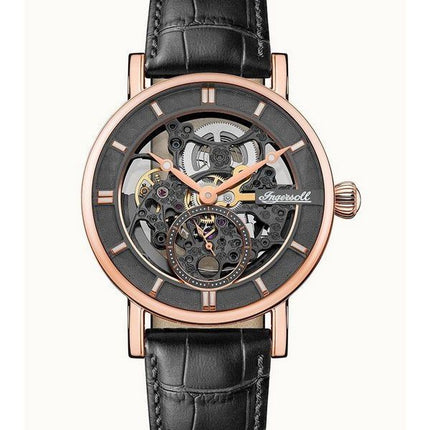 Ingersoll The Herald Leather Strap Black Skeleton Dial Automatic I00403B Mens Watch