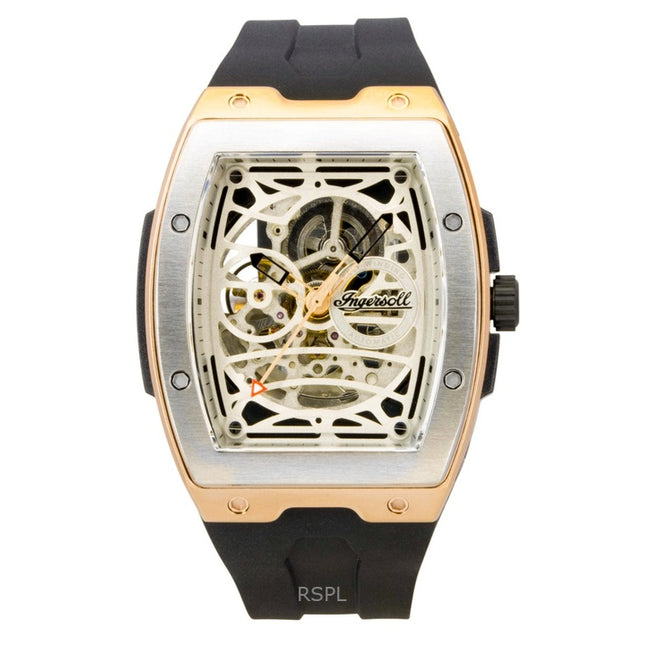 Ingersoll The Challenger PU Rubber Strap Silver Skeleton Dial Automatic I12302 Men's Watch