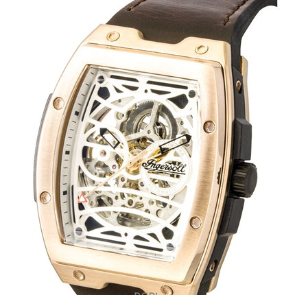 Ingersoll The Challenger Leather Strap Skeleton Silver Dial Automatic I12303 Men's Watch