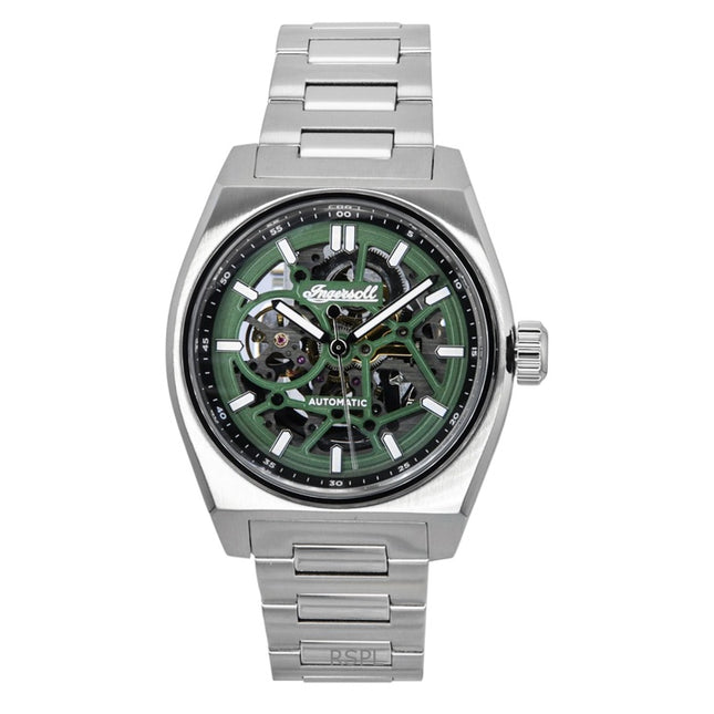 Ingersoll Vert Stainless Steel Green Skeleton Dial Automatic I14304 Men's Watch