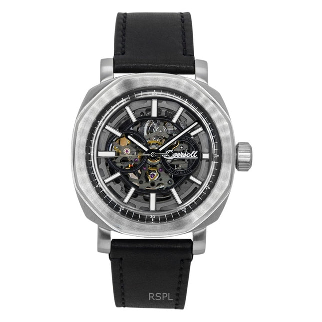 Ingersoll The Outrider Leather Strap Black Skeleton Dial Automatic I16401 Men's Watch