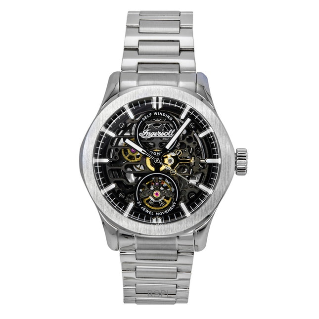 Ingersoll The Bronc Stainless Steel Black Skeleton Dial Automatic I16701 Men's Watch
