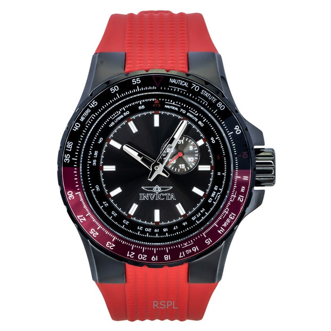 Invicta Aviator Red Silicone Strap Gunmetal Dial Quartz 49724 100M Men's Watch