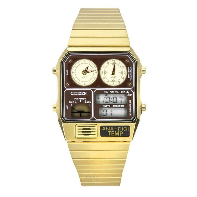 Citizen Reproduction Model Analog Digital Chronograph Gold Tone Stainless Steel Brown Dial Quartz JG2103-72X Men's Watch