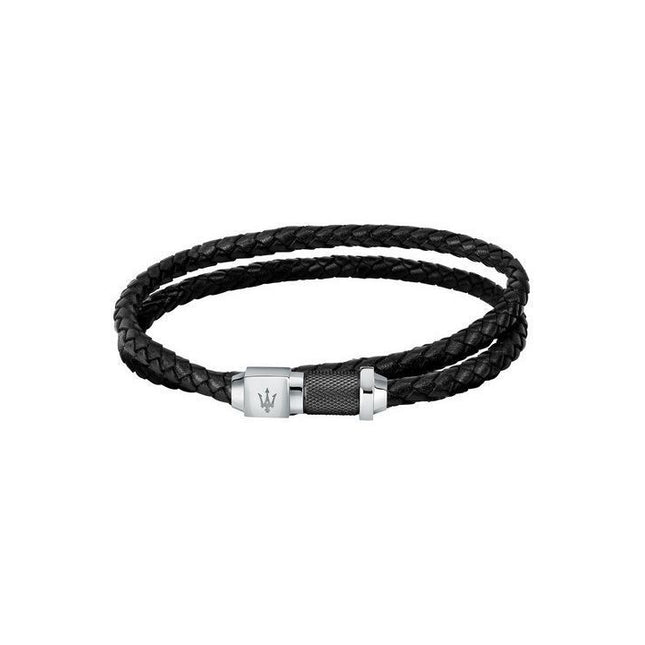Maserati Jewels Recycled Leather And Stainless Steel Bracelet JM223AVE18 For Men