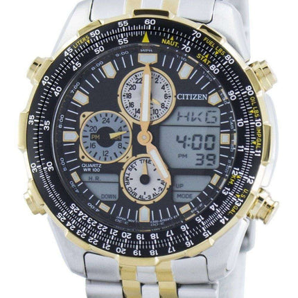 Citizen Navihawk Pilot Style Quartz Chronograph Analog Digital World Time JN0124-84E Mens Watch