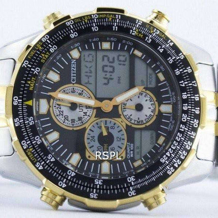 Citizen Navihawk Pilot Style Quartz Chronograph Analog Digital World Time JN0124-84E Mens Watch