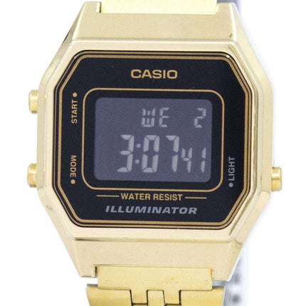 Casio Digital Quartz Stainless Steel Illuminator LA680WGA-1BDF LA680WGA-1B Womens Watch