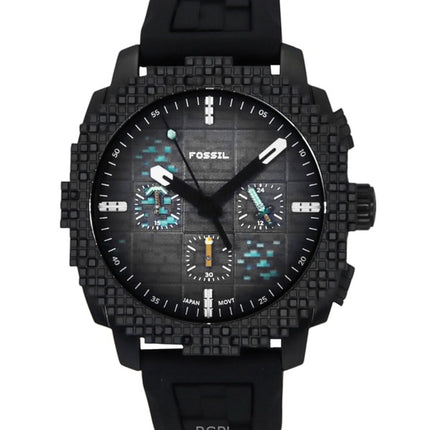 Fossil Minecraft Deepslate Chronograph Limited Edition Silicone Strap Black Dial Quartz LE1205 Men's Watch