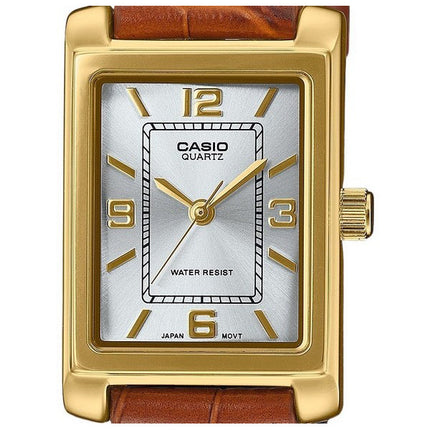 Casio Standard Analog Brown Leather Strap Silver Dial Quartz LTP-1234GLL-7A Women's Watch