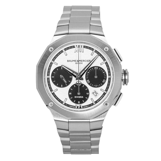 Baume & Mercier Riviera Chronograph Stainless Steel White Dial Automatic M0A10827 100M Men's Watch