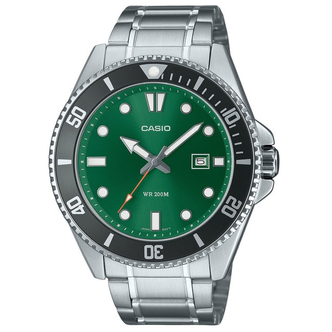 Casio Standard Analog Stainless Steel Green Dial Quartz MDV-107D-3A2V 200M Men's Watch