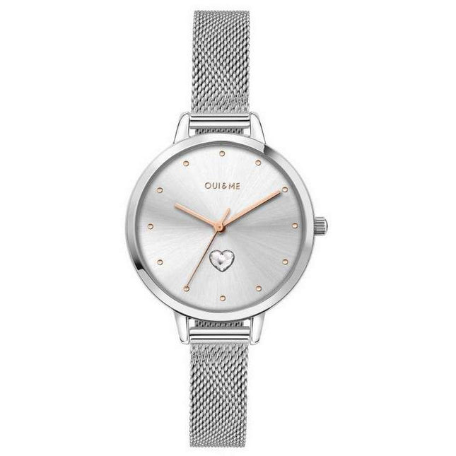 Oui & Me Petite Amourette Silver Sunray Dial Leather Strap Quartz ME010140 Women's Watch