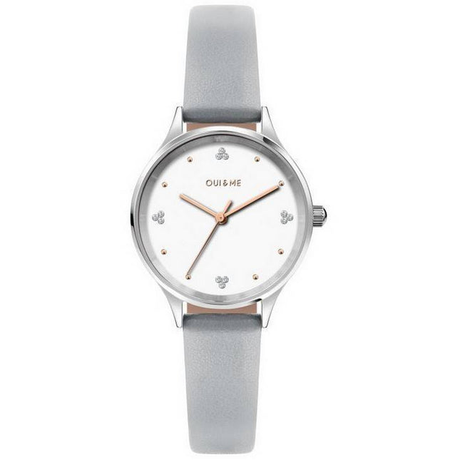 Oui  Me Bichette Crystal Accents White Dial Leather Strap Quartz ME010181 Womens Watch