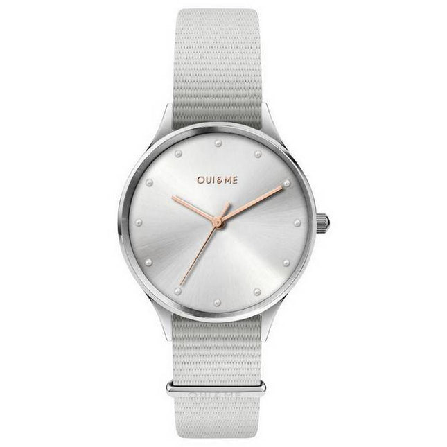 Oui  Me Petite Bichette Silver Sunray Dial Nylon Strap Quartz ME010202 Womens Watch