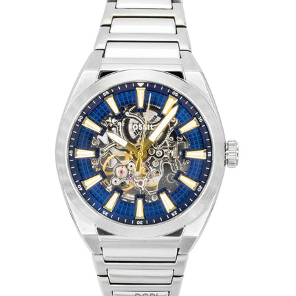 Fossil Everett Stainless Steel Blue Skeleton Dial Automatic ME3220 Men's Watch