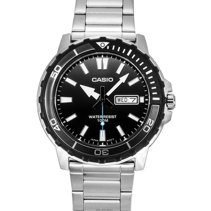 Casio Standard Analog Stainless Steel Black Dial Quartz MTD-125D-1A3V 100M Men's Watch