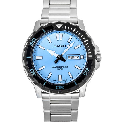Casio Standard Analog Stainless Steel Aqua Blue Dial Quartz MTD-125D-2A3V 100M Men's Watch