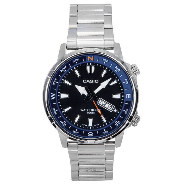 Casio Standard Analog Stainless Steel Black Dial Quartz MTD-130D-1A2V 100M Men's Watch