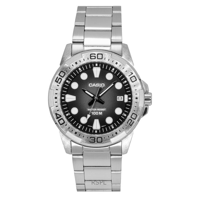 Casio Standard Analog Stainless Steel Black Dial Quartz MTD-140D-1AV 100M Men's Watch