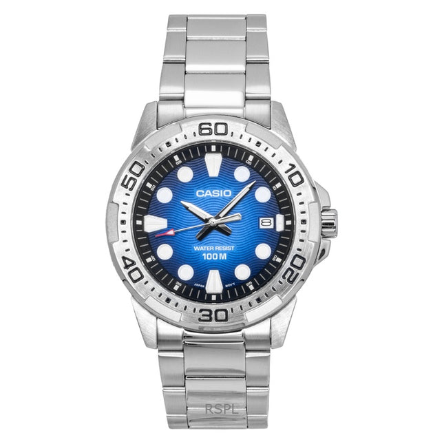 Casio Standard Analog Stainless Steel Blue Dial Quartz MTD-140D-2AV 100M Men's Watch