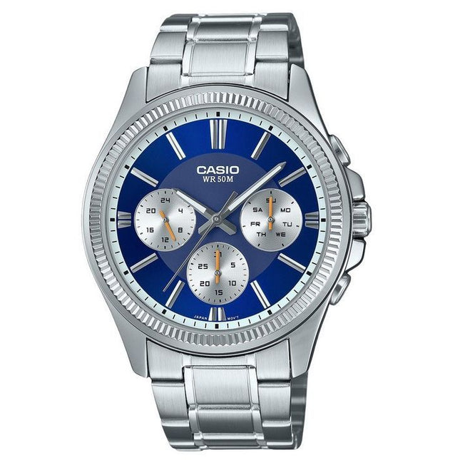 Casio Enticer Analog Stainless Steel Blue Dial Quartz MTP-1375D-2A1 Mens Watch