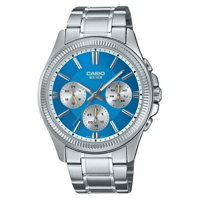 Casio Enticer Analog Stainless Steel Ice Blue Dial Quartz MTP-1375D-2A2 Mens Watch