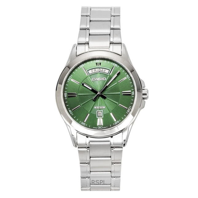 Casio Standard Analog Stainless Steel Green Dial Quartz MTP-1381D-3AV Men's Watch