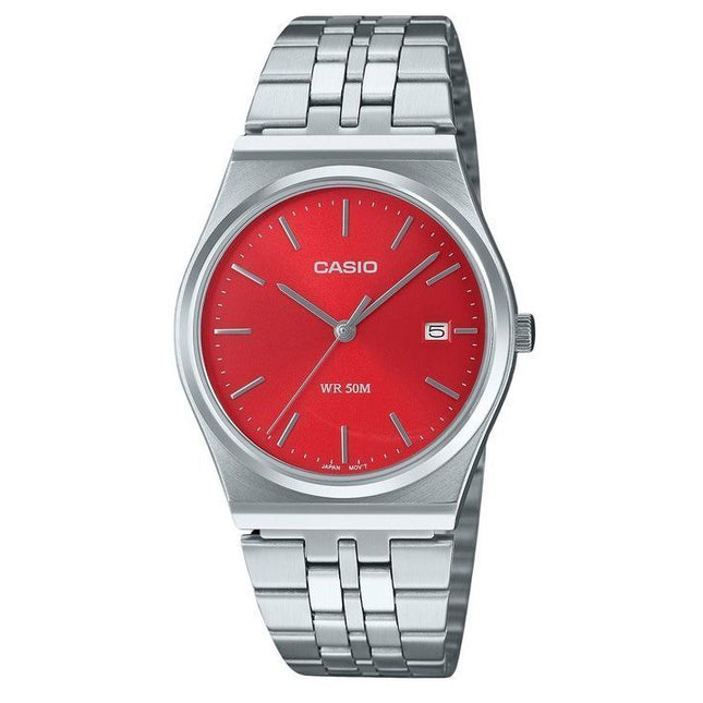 Casio Standard Analog Stainless Steel Red Dial Quartz MTP-B145D-4A2V Unisex Watch