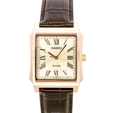 Casio Analog Leather Strap Gold Dial Quartz MTP-B190RGL-9BV Men's Watch
