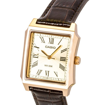 Casio Analog Leather Strap Gold Dial Quartz MTP-B190RGL-9BV Men's Watch