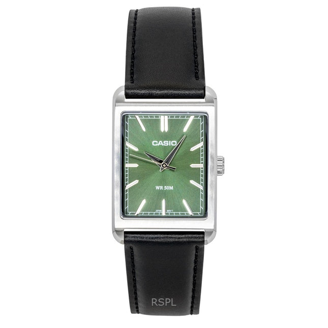 Casio Analog Leather Strap Green Dial Quartz MTP-B215L-3AV Men's Watch