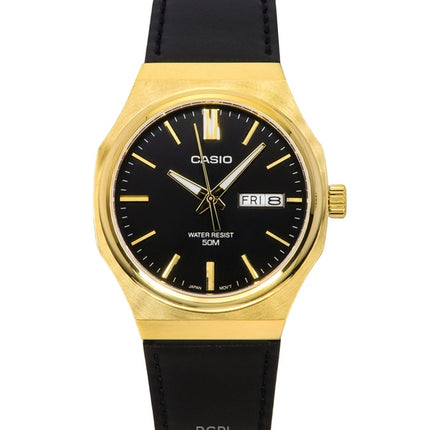 Casio Standard Analog Leather Strap Black Dial Quartz MTP-E735GL-1AV Men's Watch