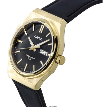 Casio Standard Analog Leather Strap Black Dial Quartz MTP-E735GL-1AV Men's Watch