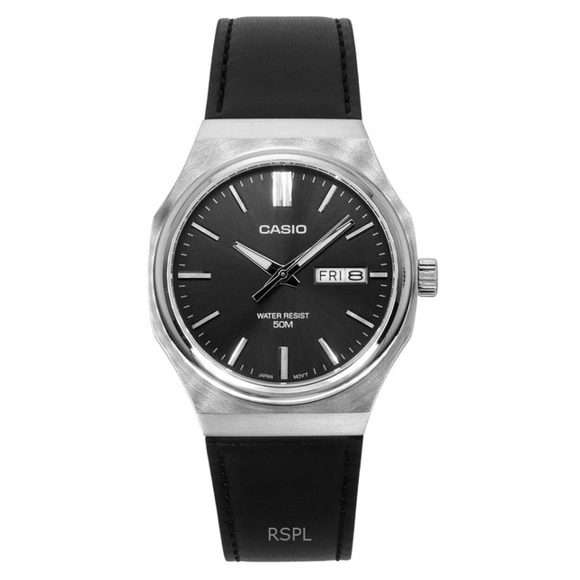 Casio Standard Analog Leather Strap Grey Dial Quartz MTP-E735L-8AV Men's Watch