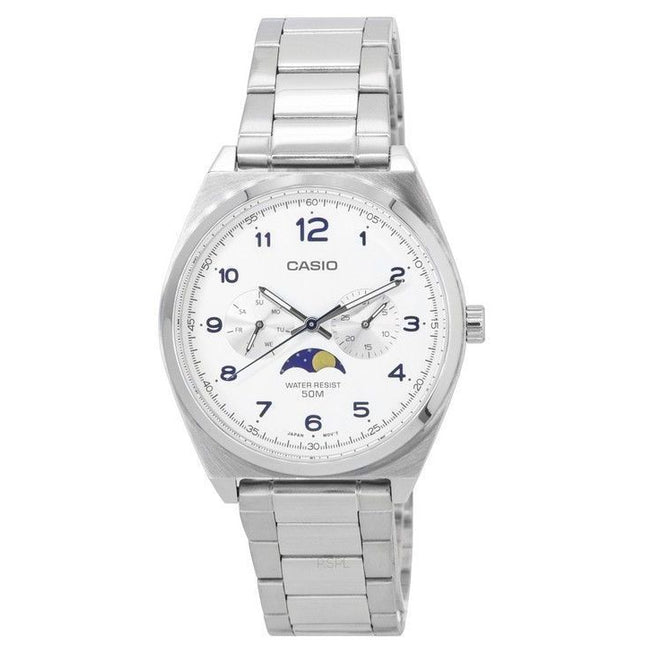 Refurbished Casio Standard Analog Moon Phase White Dial Quartz MTP-M300D-7A MTPM300D-7 Men's Watch